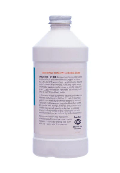 Durvet Liquid Wormer 2x for Puppies and Adult Dogs 8 oz. Hookworms Roundworms Safe