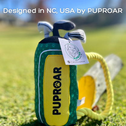 PUPROAR Golf Dog Toy | Cute Squeaky Plush Dog Toy with Rope &amp; Crinkle