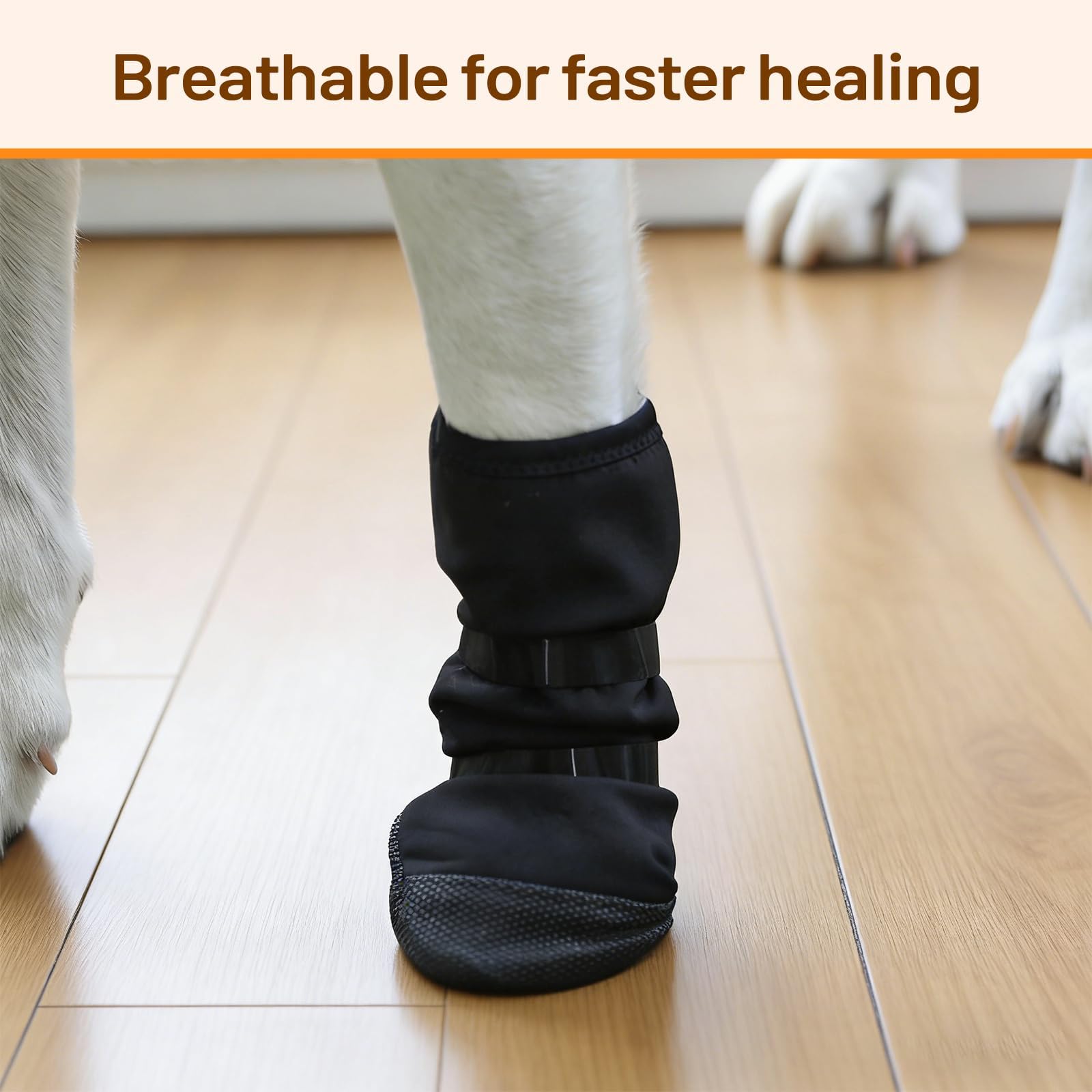 Dog Recovery Boot For Injured Paws - Breathable Dog Shoes With Non-Slip Sole &amp; Self-Adhesive Strap, Dog Bootie To Protect Wounds From Licking, Dirt, And Infection - For Small To Medium Dogs