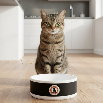 Black Ceramic Pet Bowl with Cat Accepted Emblem — Durable Food &amp; Water Dish for Dogs &amp; Cats