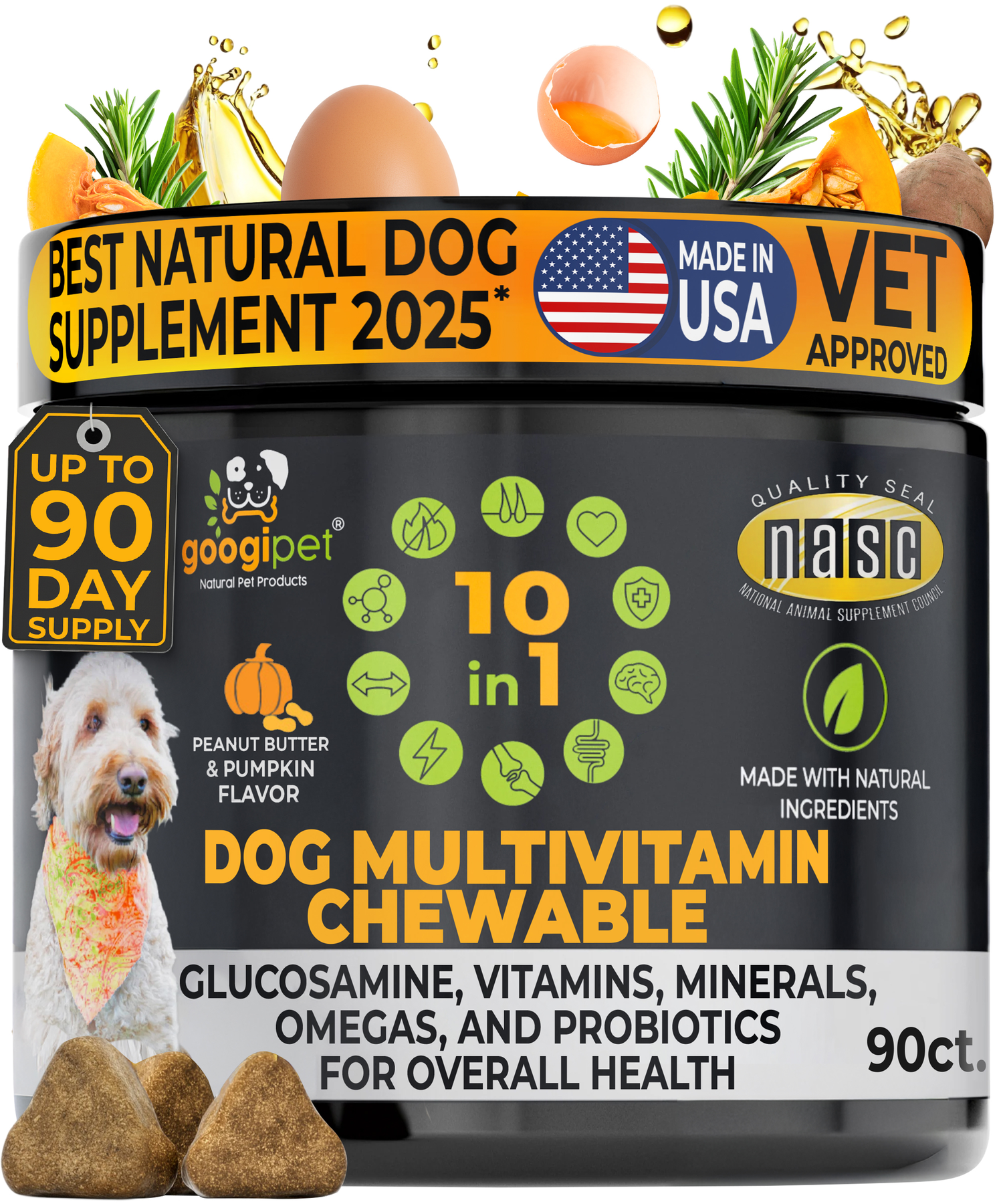 10 in 1 Multivitamin Chews for Dogs (Peanut Butter &amp; Pumpkin Flavor)