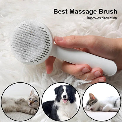 Pet Self Cleaning Cat Brushes, Cat Grooming Brush For Dogs Cats For Long Haired &amp; Short Hair Gently To Remove Loose Undercoat, Mats Tangled