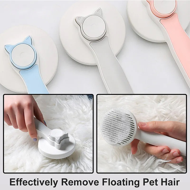 Pet Self Cleaning Cat Brushes, Cat Grooming Brush For Dogs Cats For Long Haired &amp; Short Hair Gently To Remove Loose Undercoat, Mats Tangled