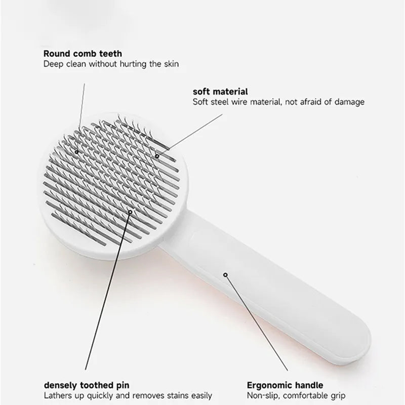 Pet Self Cleaning Cat Brushes, Cat Grooming Brush For Dogs Cats For Long Haired &amp; Short Hair Gently To Remove Loose Undercoat, Mats Tangled