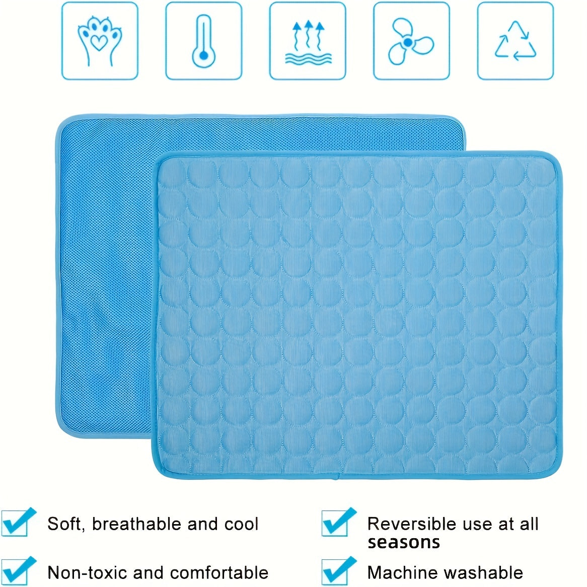 Dog Cooling Mat Cooling Pad For Pets Chilly Pad For Kennels, Crates, Cars, Indoor &amp; Outdoor Ice Silk Mat Cooling Blanket Cushion Non-Toxic Breathable Sleep Bed Beach