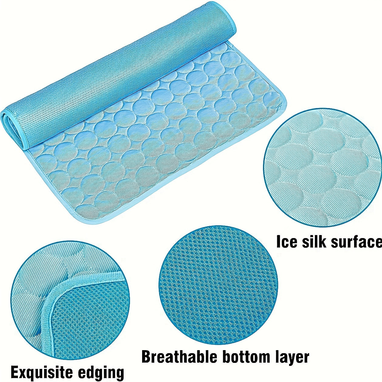 Dog Cooling Mat Cooling Pad For Pets Chilly Pad For Kennels, Crates, Cars, Indoor &amp; Outdoor Ice Silk Mat Cooling Blanket Cushion Non-Toxic Breathable Sleep Bed Beach