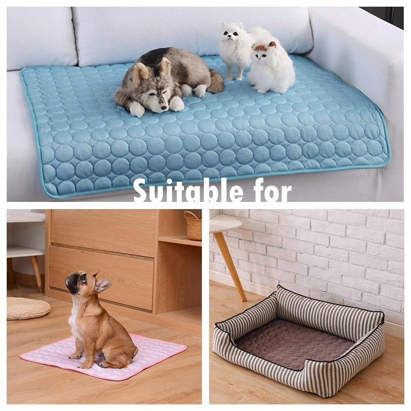 Dog Cooling Mat Cooling Pad For Pets Chilly Pad For Kennels, Crates, Cars, Indoor &amp; Outdoor Ice Silk Mat Cooling Blanket Cushion Non-Toxic Breathable Sleep Bed Beach