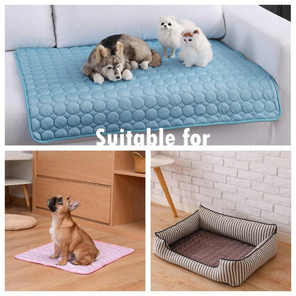 Dog Cooling Mat Cooling Pad For Pets Chilly Pad For Kennels, Crates, Cars, Indoor &amp; Outdoor Ice Silk Mat Cooling Blanket Cushion Non-Toxic Breathable Sleep Bed Beach
