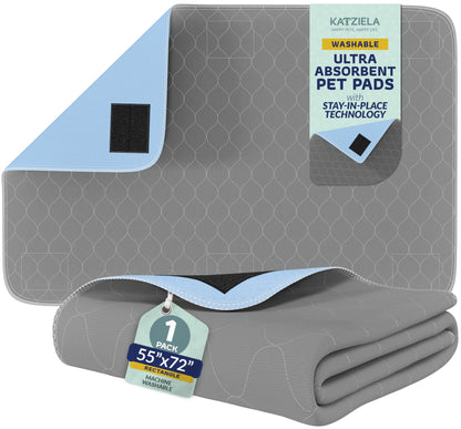Katziela Quick-Drying Washable Pee Pads for Dogs With Hook &amp; Loop Rectangular