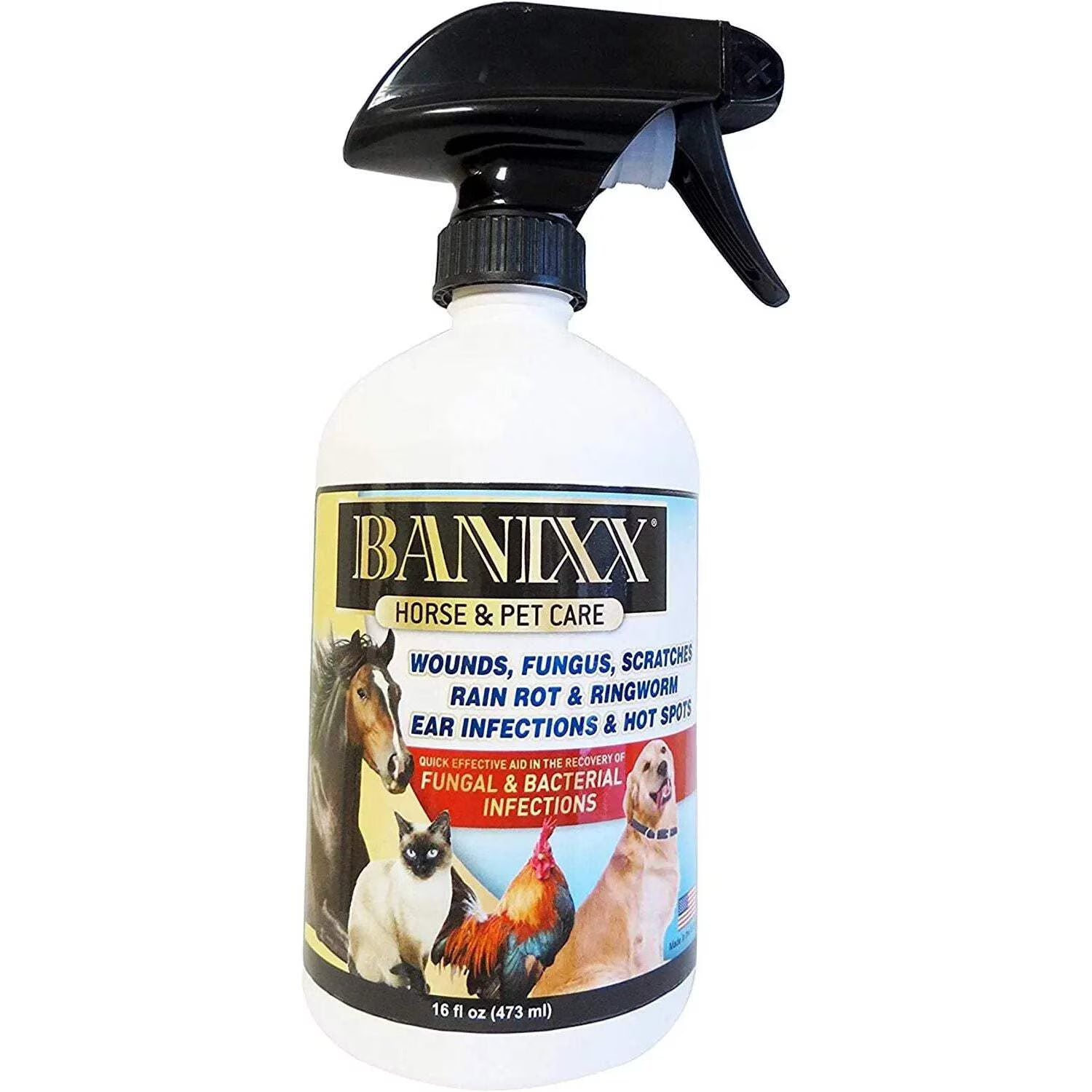 Banixx Shampoo &amp; Spray 16 oz – Horse &amp; Dog Skin &amp; Coat Care Combo – USA Made