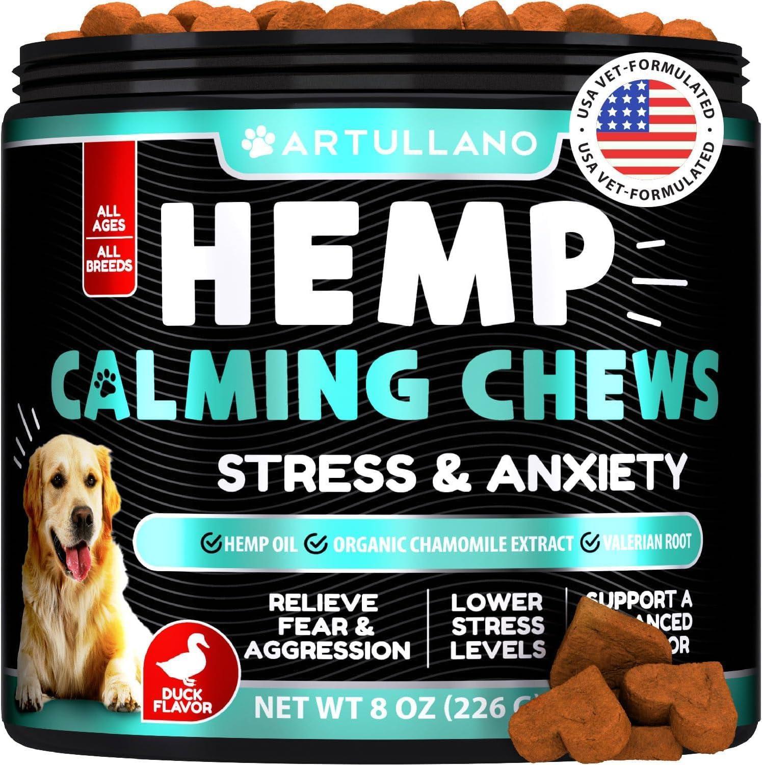 Calming Chews for Dogs 120 Count Anxiety Relief Turmeric &amp; Valerian