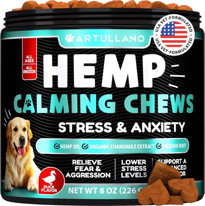 Calming Chews for Dogs 120 Count Anxiety Relief Turmeric &amp; Valerian
