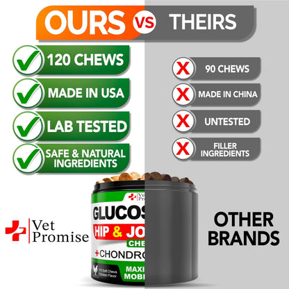Glucosamine for Dogs 170 Mobility Chews Chondroitin MSM &amp; Hemp