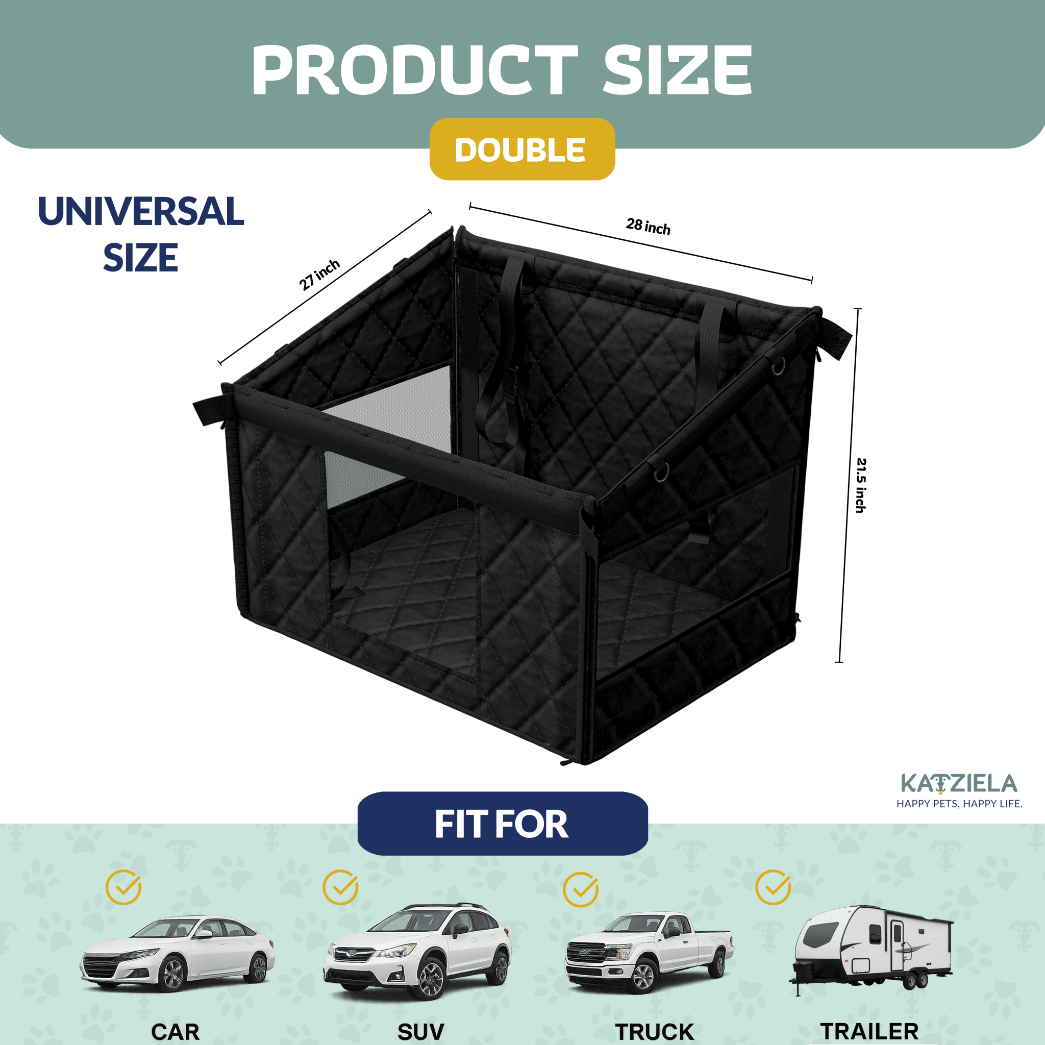 Katziela Double Seated Dog Car Seat Cover
