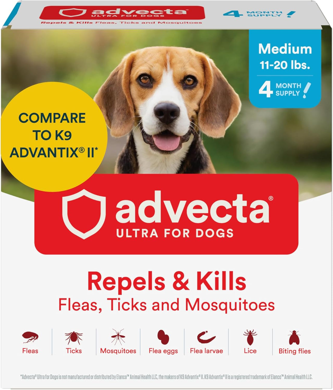 Advecta Ultra Flea Tick Dogs Medium 4 Month Supply Waterproof Topical Kills Fast