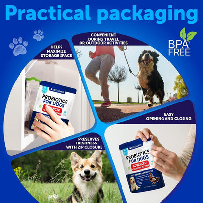 Probiotics for Dogs 70 Chews Duck Flavor Gut Health &amp; Prebiotics
