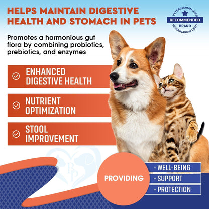 Probiotics &amp; Prebiotics for Dogs &amp; Cats Digestive Enzymes Gut Health
