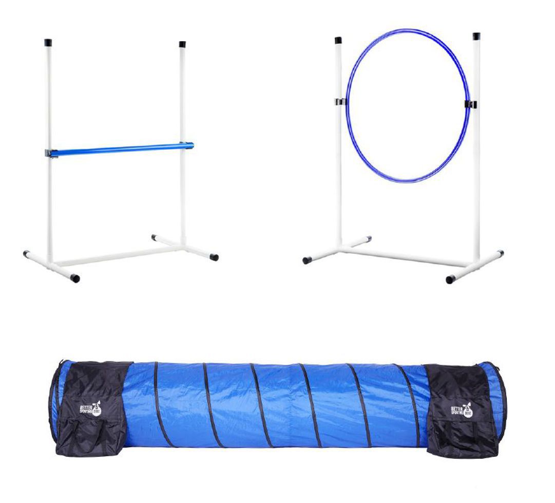 Better Sporting Dogs 3 Piece Dog Agility Equipment Set – with Jumps &amp; Tunnel