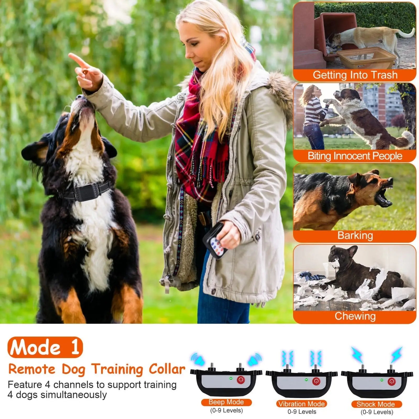 2-in-1 Wireless Dog Fence and Remote Training Collar