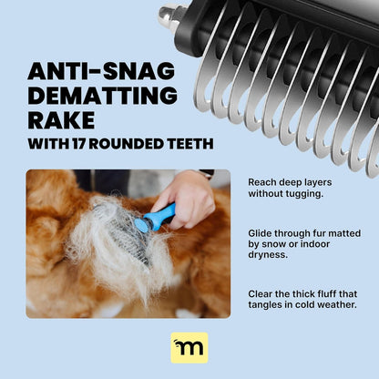 2-in-1 Dog &amp; Long Hair Cat Deshedding Brush Undercoat Rake Dematting Tool