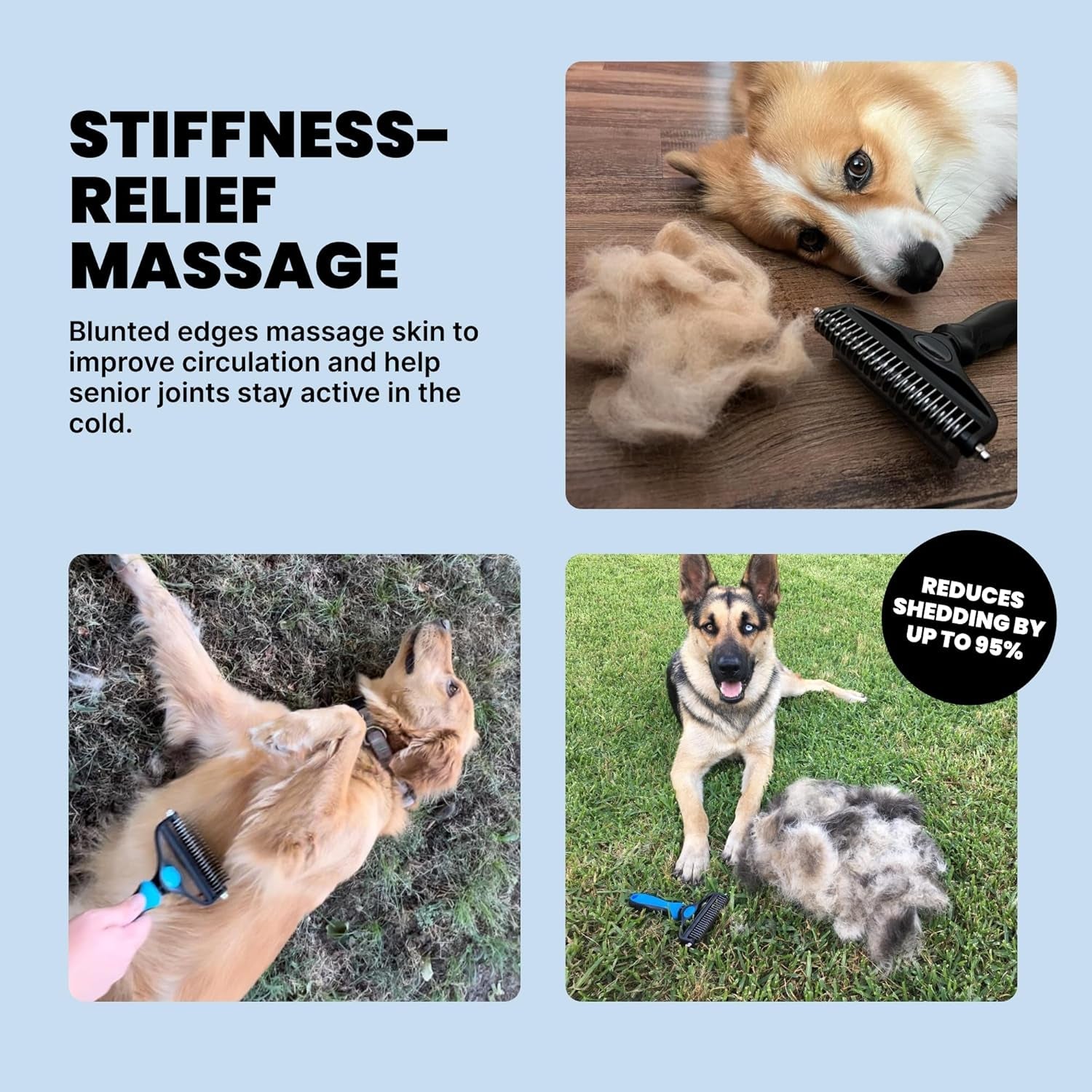 2-in-1 Dog &amp; Long Hair Cat Deshedding Brush Undercoat Rake Dematting Tool