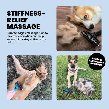 2-in-1 Dog &amp; Long Hair Cat Deshedding Brush Undercoat Rake Dematting Tool