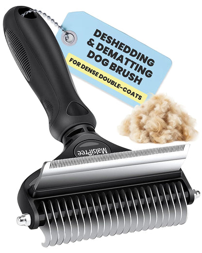 2-in-1 Dog &amp; Long Hair Cat Deshedding Brush Undercoat Rake Dematting Tool