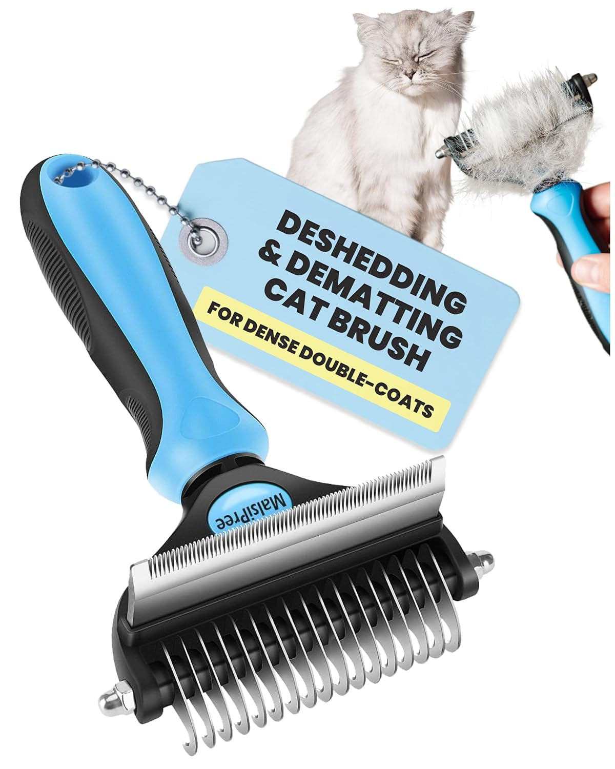 2-in-1 Dog &amp; Long Hair Cat Deshedding Brush Undercoat Rake Dematting Tool