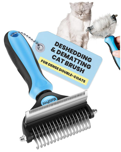 2-in-1 Dog &amp; Long Hair Cat Deshedding Brush Undercoat Rake Dematting Tool