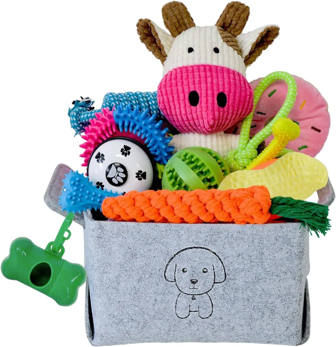 20-Piece Puppy Teething Chew Toy Set with Basket for Small &amp; Medium Dogs