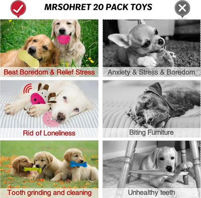 20-Piece Puppy Teething Chew Toy Set with Basket for Small &amp; Medium Dogs