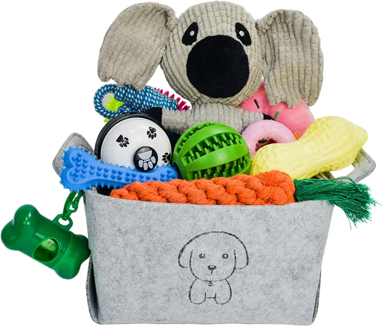 20-Piece Puppy Teething Chew Toy Set with Basket for Small &amp; Medium Dogs