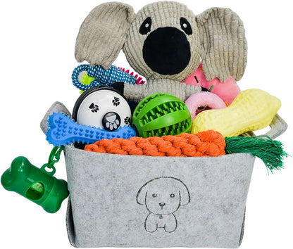 20-Piece Puppy Teething Chew Toy Set with Basket for Small &amp; Medium Dogs