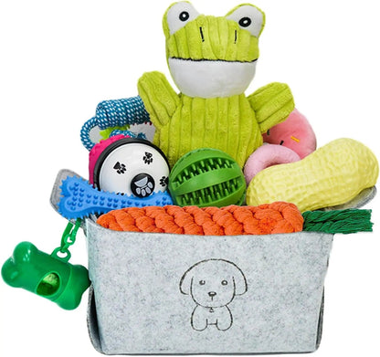 20-Piece Puppy Teething Chew Toy Set with Basket for Small &amp; Medium Dogs