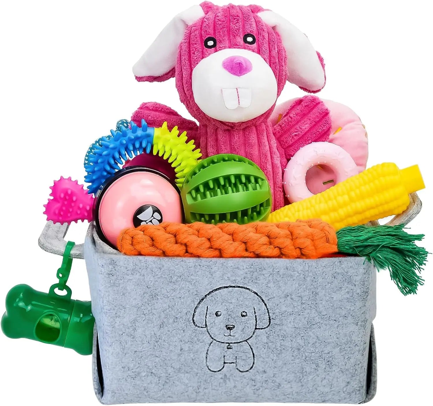 20-Piece Puppy Teething Chew Toy Set with Basket for Small &amp; Medium Dogs