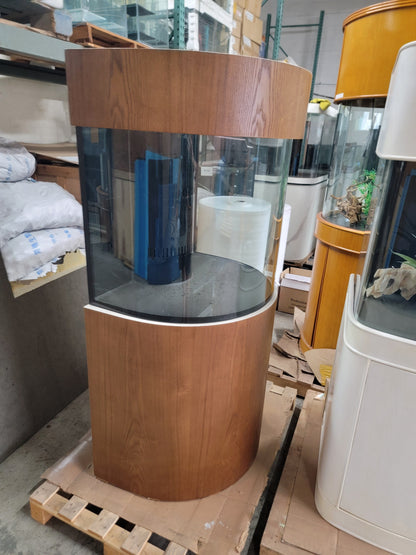 60 Gallon Half Round (Flat Sides) Reef-Ready Aquarium with Stand, Deep Oak