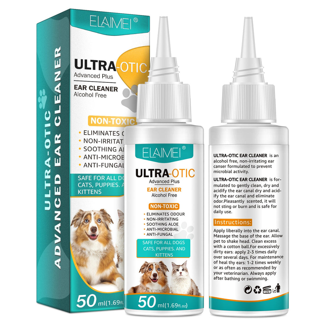 Pet Ear Cleaner – Gentle Ear Cleaning Solution for Dogs &amp; Cats | Removes Wax, Mites &amp; Prevents Infections