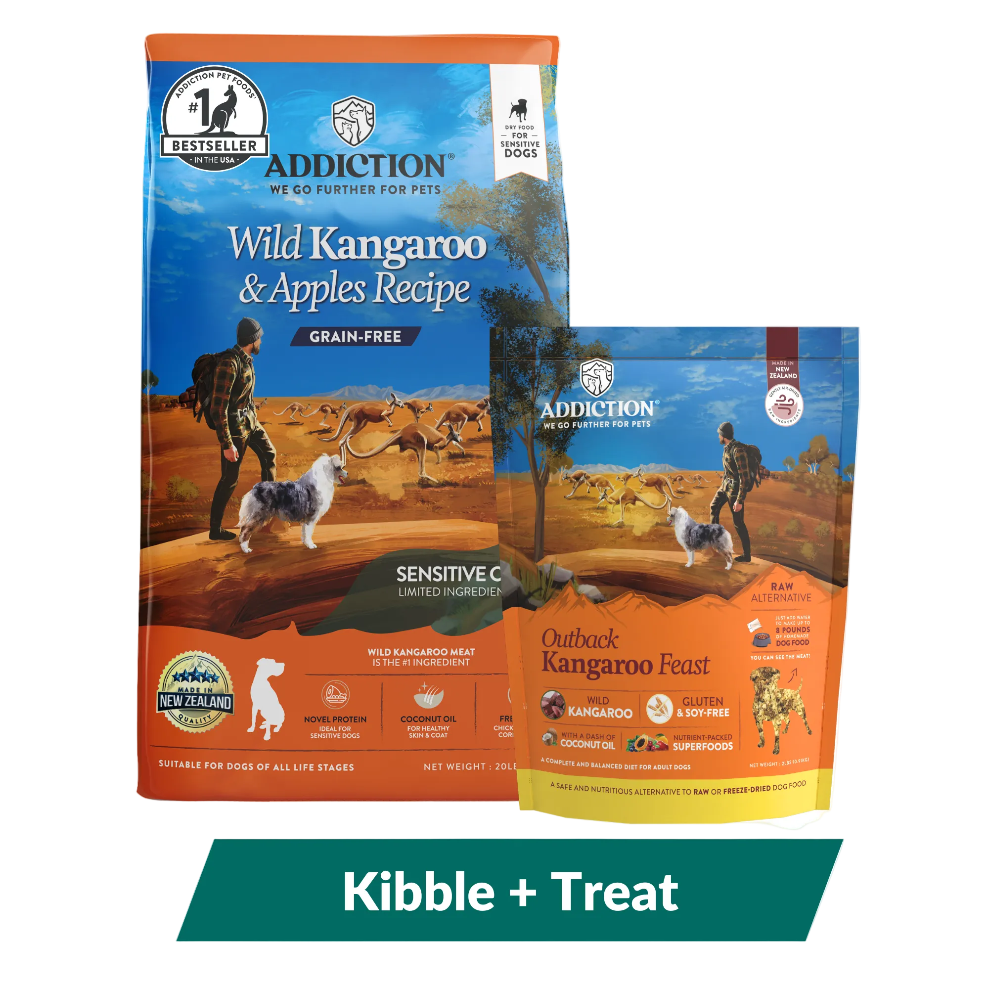 Addiction Outback Kangaroo Feast &amp; Wild Kangaroo &amp; Apples Dry Dog Food Bundle