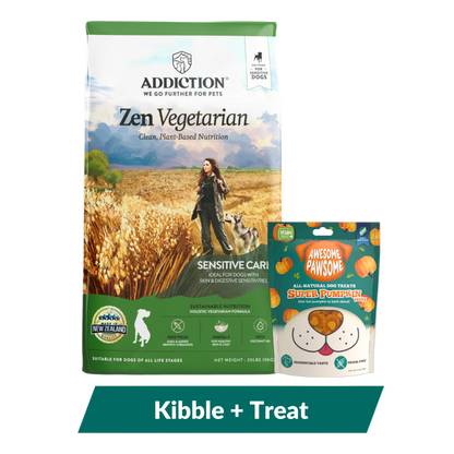 Addiction Zen Vegetarian Dog Food &amp; Vegan Treats Bundle