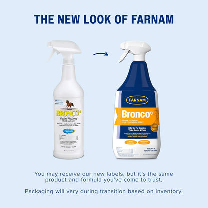 Farnam Bronco Equine Fly Spray Plus Citronella Repellent for Horses &amp; Dogs 32 oz.