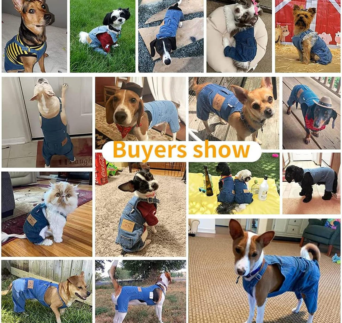 Dog Denim Overalls Jumpsuit Adjustable Pet Jeans for Small Dogs Cats