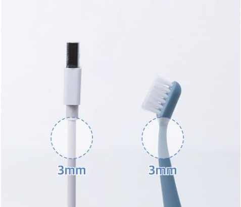 Kitteney Pet Toothbrush for Dogs, Cats with 0.06mm Super Soft Bristles, Head Replaceable, Double Headed Toothbrush for Small to Large Teeth, Easy Teeth Cleaning &amp; Dental Care (Blue)