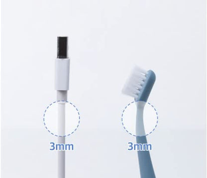 Kitteney Pet Toothbrush for Dogs, Cats with 0.06mm Super Soft Bristles, Head Replaceable, Double Headed Toothbrush for Small to Large Teeth, Easy Teeth Cleaning &amp; Dental Care (Gray)