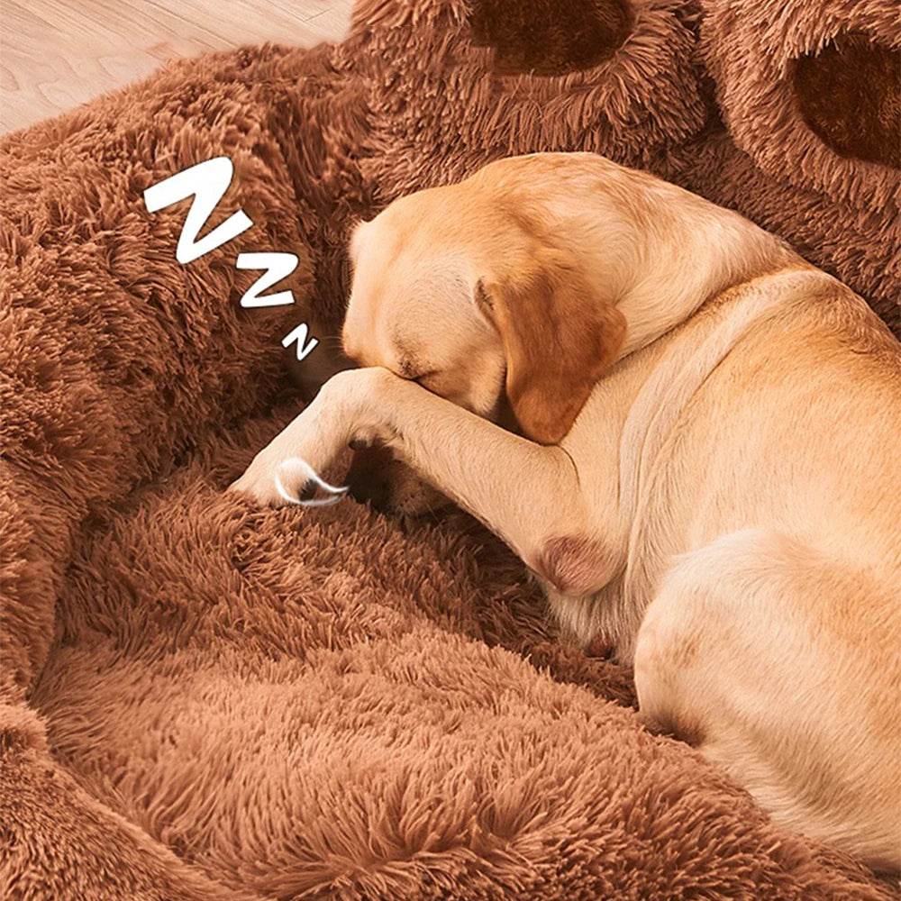 Big Paw Plush Pet Sofa Bed – Washable Dog &amp; Cat Bed with Calming Raised Edges (Small to XL)