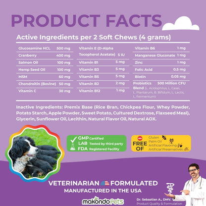 Dog Prenatal Vitamins 120 Soft Chews Folic Acid Zinc B-Complex DHA &amp; EPA