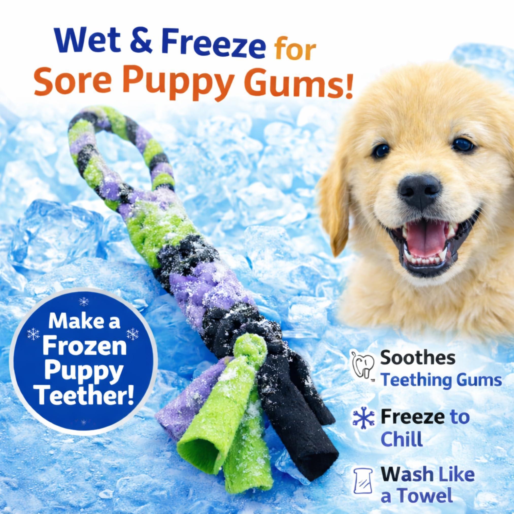 Interactive Tug &amp; Treat-Dispenser Toy for Dogs Teething Relief Lavender