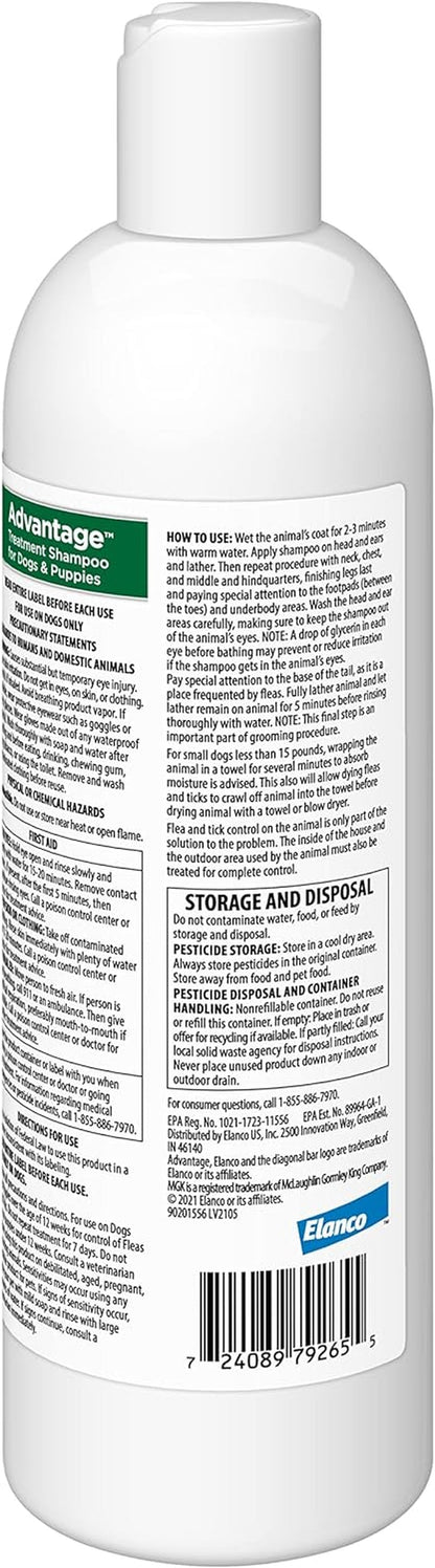12 Oz Flea &amp; Tick Shampoo for Puppies &amp; Adult Dogs .