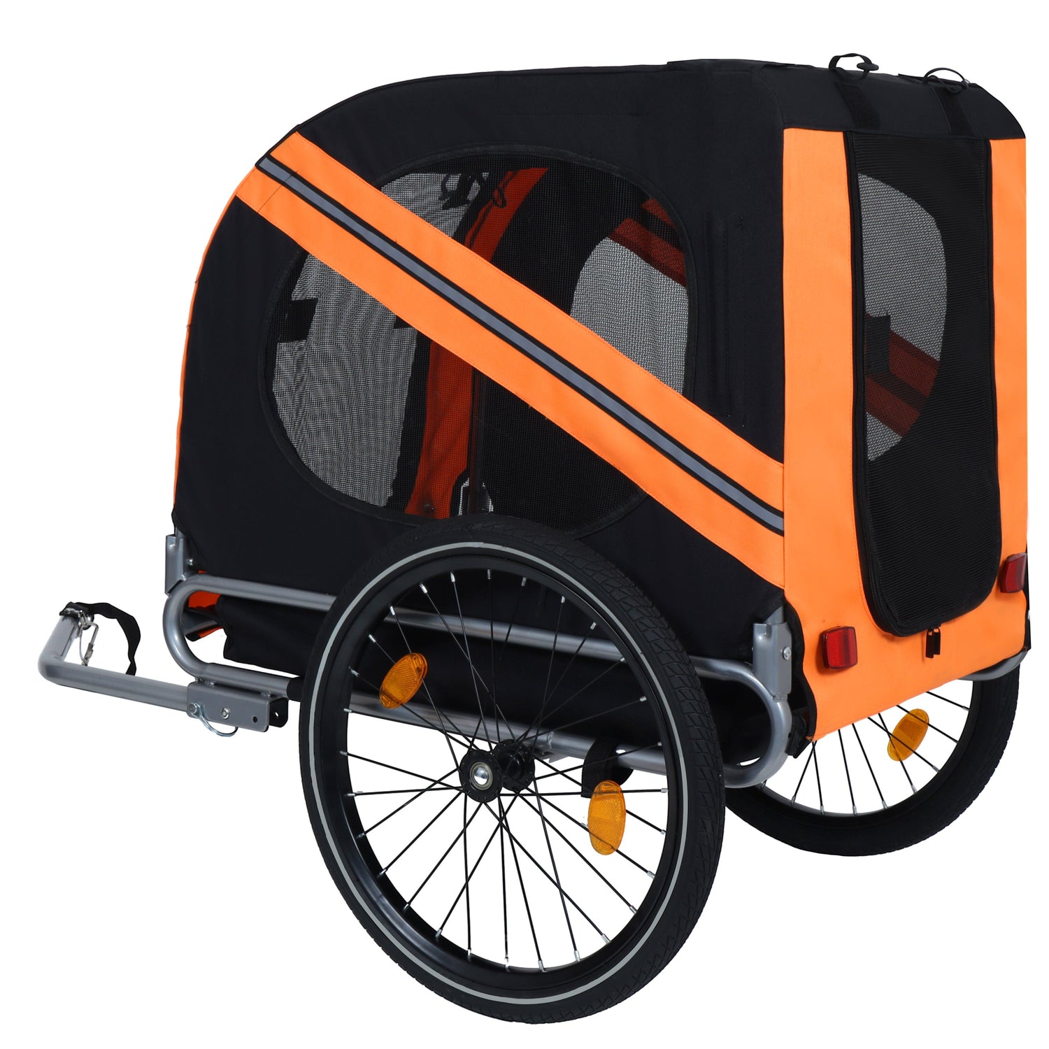 Large Folding Bike Trailer for Dogs – 66LB Capacity All-Terrain Pet Carrier, Durable Steel Frame for Cycling, Jogging, Camping &amp; Outdoor Adventures, Black-Orange