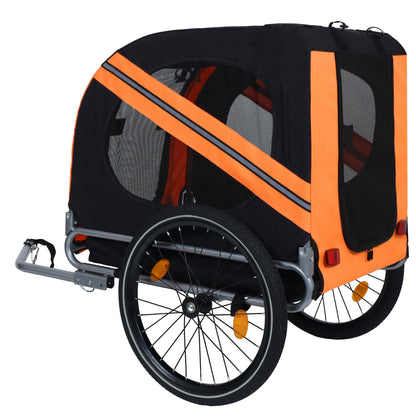 Large Folding Bike Trailer for Dogs – 66LB Capacity All-Terrain Pet Carrier, Durable Steel Frame for Cycling, Jogging, Camping &amp; Outdoor Adventures, Black-Orange