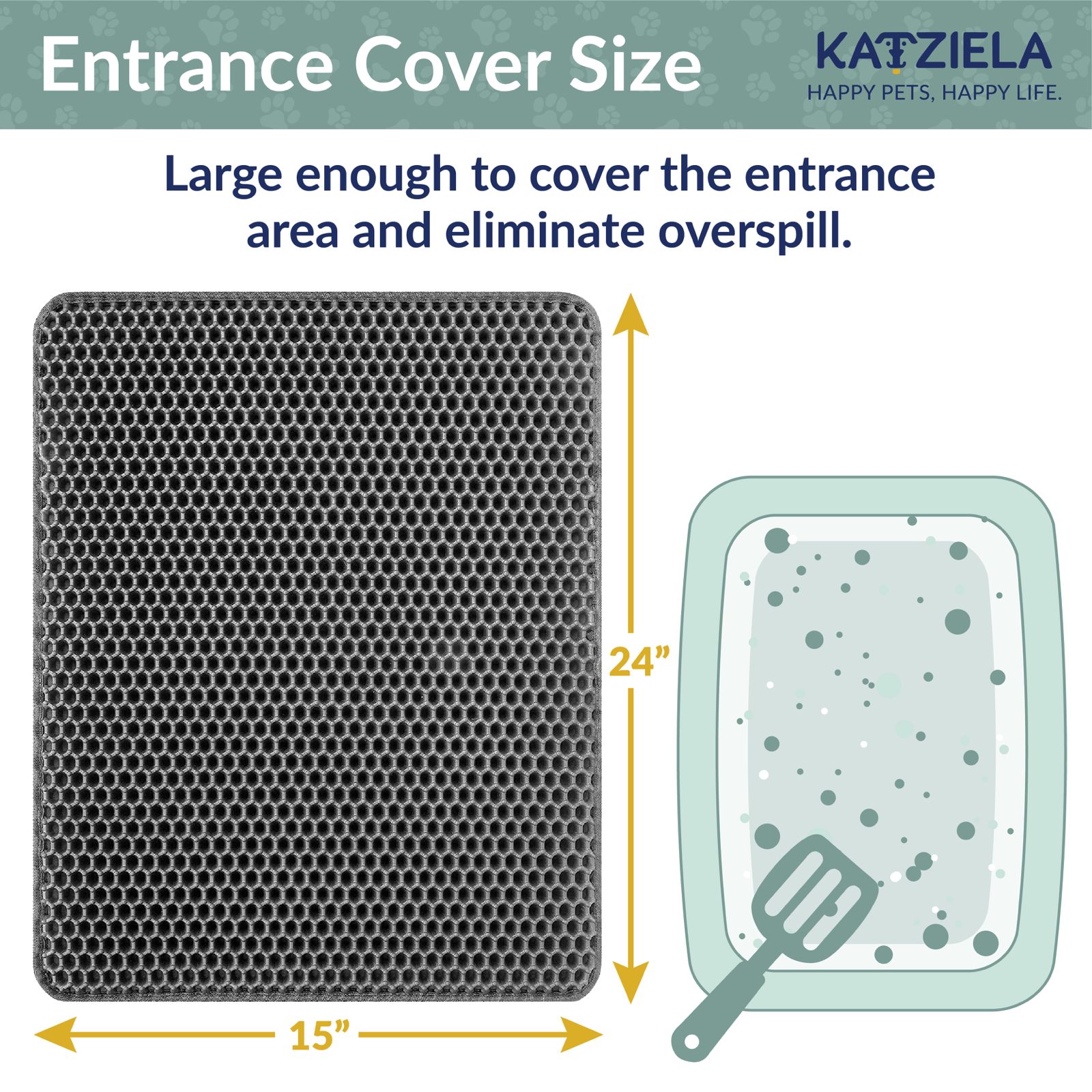 Katziela MeowLitter Cat Litter Mat, Grey